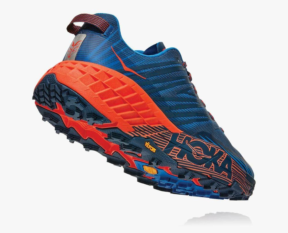 Hoka One One Speedgoat 4 Chaussures De Trail Homme Bleu Rouge Promo